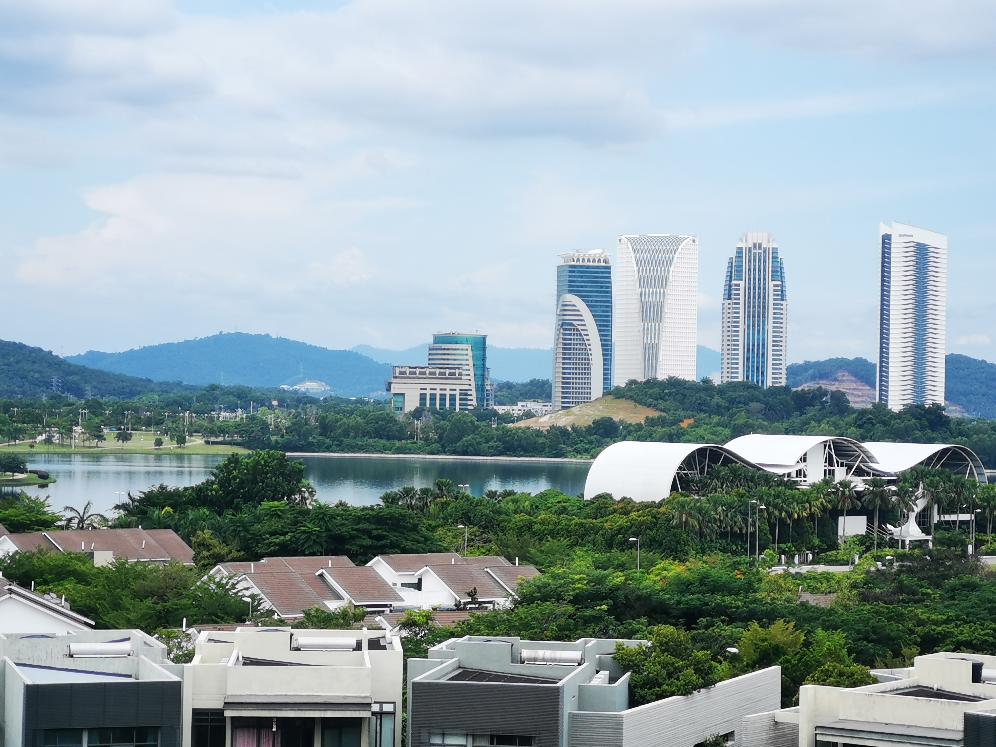 Nature, lake, modern buildings, the million dollar view from Mirage by the Lake in Cyberjaya